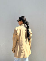 Blazer vintage effet cuir et boutons dorés